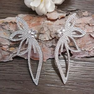 Allover Rhinestone  Exaggerated  Earrings.